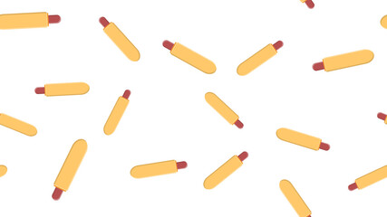 sausage sandwich on white background, illustration, pattern. hot dog with filling. wallpaper for kitchen, restaurant and cafe. catering design and decor, creating a cozy atmosphere