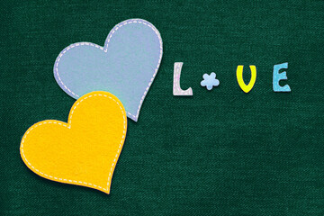 Image of  hearts.  hearts and text love