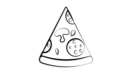 Italian Pizza hand drawn illustration. Pizza slice. Packaging design template. Sketch illustration