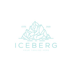 Fototapeta na wymiar Iceberg with line art style logo design illustration