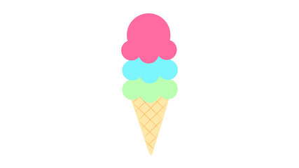 ice cream with several creamy balls on a white background, illustration. sweet milk ice cream, berry flavor, colored dessert balls. sweetness for children and adults