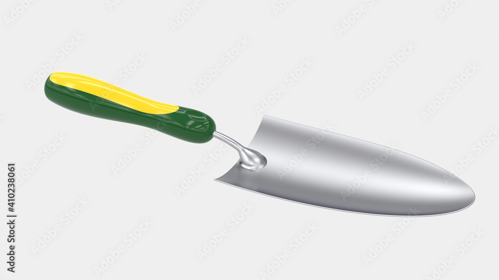Poster gardening tool with side view isolated on grey background. 3d rendering - illustration