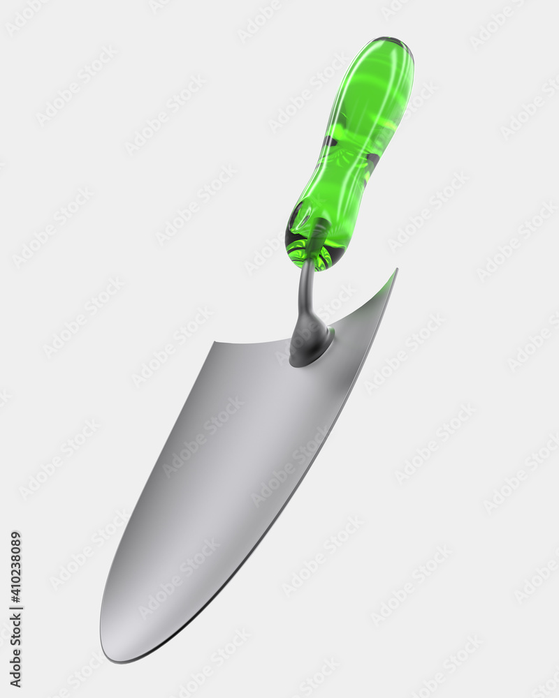 Poster gardening tool with side view isolated on grey background. 3d rendering - illustration