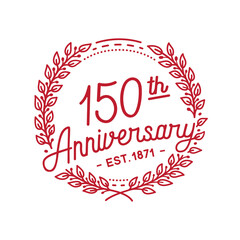 150 years anniversary logo collection. 150th years anniversary celebration hand drawn logotype. Vector and illustration.