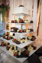 Beautiful Colorful Sweet Wedding Cake Cupcake Decor Closeup Image at Event Space