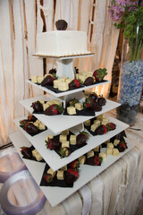 Beautiful Colorful Sweet Wedding Cake Cupcake Decor Closeup Image at Event Space