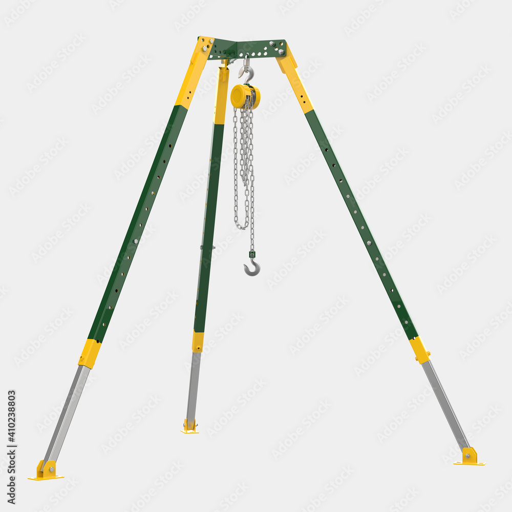 Poster stable winch with top view, isolated on background. 3d rendering - illustration