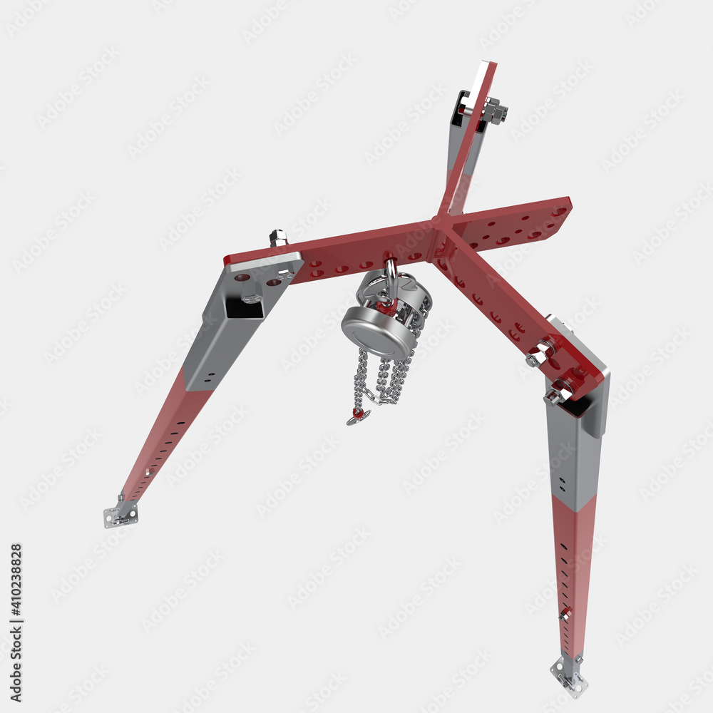 Poster stable winch with top view, isolated on background. 3d rendering - illustration