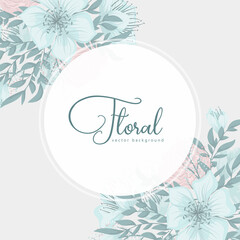 Obraz premium Flower border template - light blue flowers