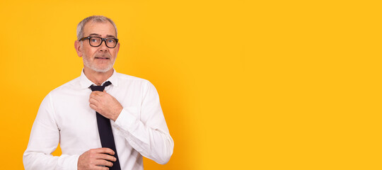 attractive successful senior man isolated on background
