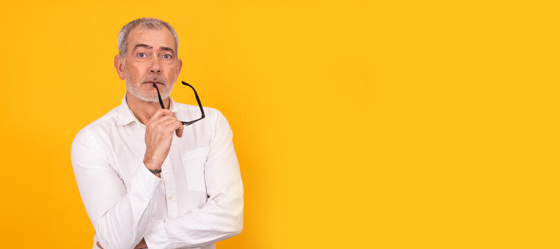 Senior Adult Man Isolated On Color Background