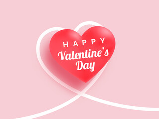 Red Valentine Day Heart Background. Greeting card vector Illustration