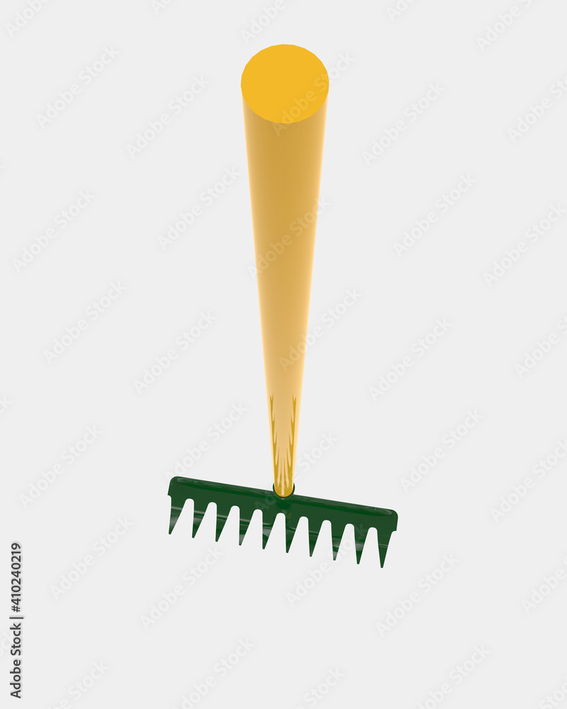 Poster rake isolated on background.. 3d rendering - illustration