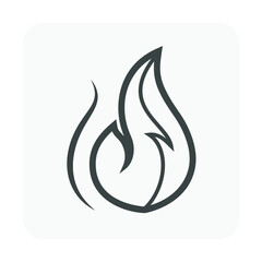Obraz premium Flame fire vector icon. Also called bonfire or fireball. Abstract shape and line use as sign, symbol or logo element of oil, natural gas, energy, power, warm, burn, danger, hot, heat and flammable.