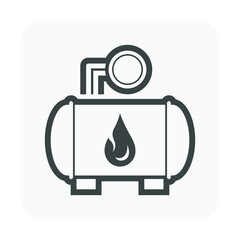 Natural gas tank or cylinder pressure vessel vector icon. Container or equipment for installation in car or vehicle to storage and transportation liquid compressed gas i.e. propane, lpg, lng, and cng.