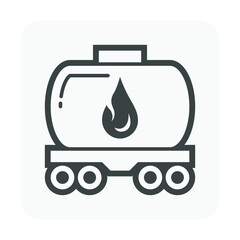 Fototapeta premium Tank car or railroad car icon. Also called tank wagon or tanker wagon. For transport liquid and gaseous commodities i.e. oil, gas, gasoline, diesel, milk, wine, juice, water and industrial chemical.