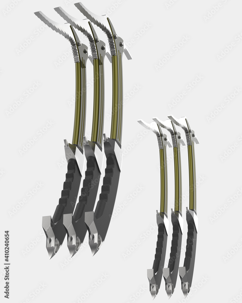Poster ice ax isolated on background. 3d rendering - illustration