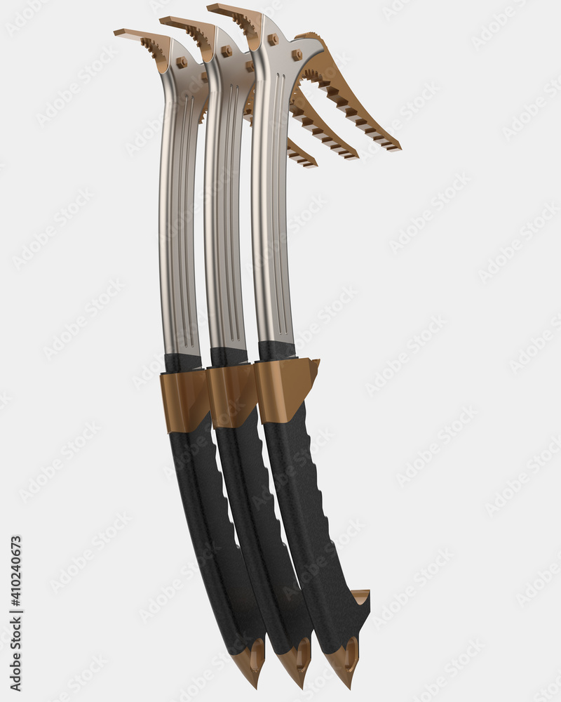 Poster ice ax isolated on background. 3d rendering - illustration