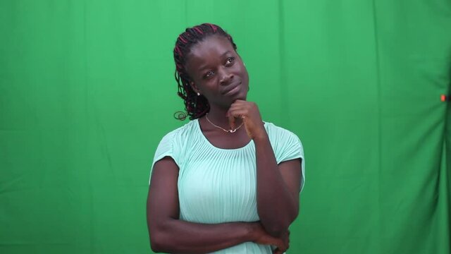 beautiful young woman thinks.