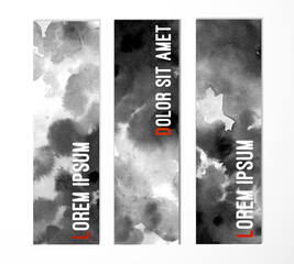 Three banners with abstract black ink wash painting