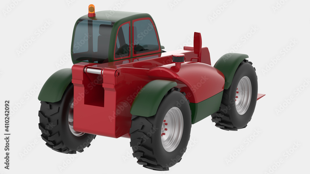 Poster telescopic handler isolated on background. 3d rendering - illustration