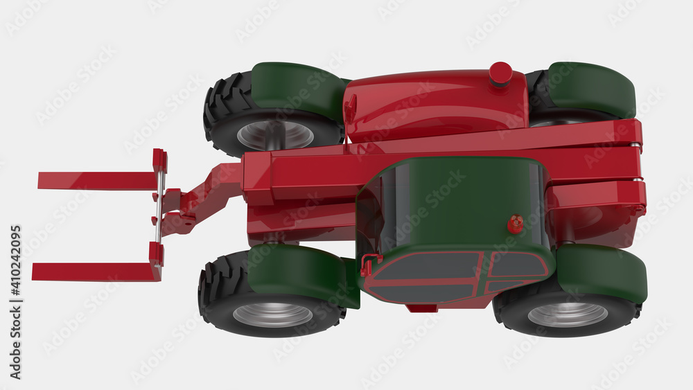 Poster telescopic handler isolated on background. 3d rendering - illustration