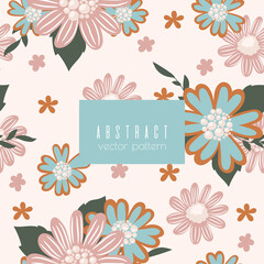 Vector seamless pattern with hand drawing flowers.
