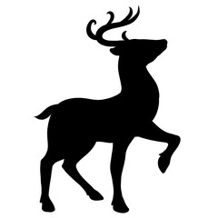 black silhouette of a graceful deer on a white background