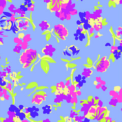 Floral seamless pattern. Hand drawn. For textile, wallpapers, print, wrapping paper. Vector stock illustration.