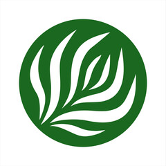 Vector abstract green round logo design templates - emblems for holistic medicine centers, natural and organic food products and packaging. Label with white branch with leaves on green background.