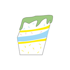 Birthday cake isolated on white background. Cartoon style. Element for greeting cards in vector minimalistic format