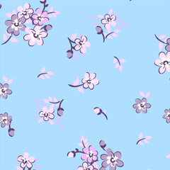 Floral seamless pattern. Hand drawn. For textile, wallpapers, print, wrapping paper. Vector stock illustration.