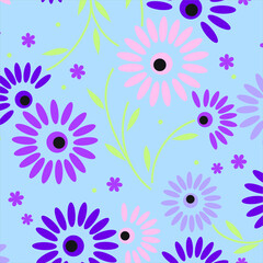 Floral seamless pattern. Hand drawn. For textile, wallpapers, print, wrapping paper. Vector stock illustration.
