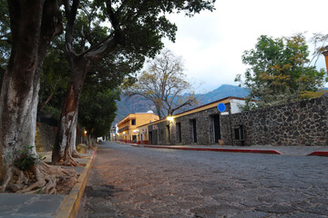 Empty street in Magic Town "tepoztlan" Morelos, Mexico