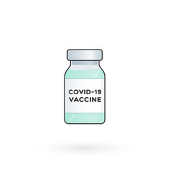 Coronavirus vaccine. Vial bottle. For prevention and immunization from Covid-19. Vector illustration, flat design