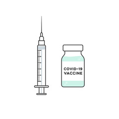 Coronavirus vaccine. Vial bottle and syringe. For prevention and immunization from Covid-19. Vector illustration, flat design