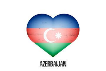 Heart with azerbaijani national flag colors. Flag of Azerbaijan in the form of a heart made on an isolated background. Design pattern for greeting card on an Valentines day. Vector illustration
