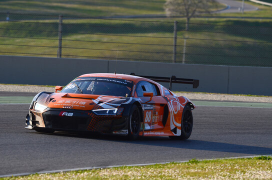 Italy 29 March, 2019: Audi R8 LMS 2019 of Car Collection Motorsport Germany Team driven by Dimitri Parhofer/Rik Breukers/Markus Pommer/Toni Forn&eacute; in action during 12h Hankook Race at Mugello Circuit.