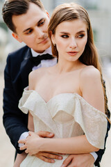 beautiful, gentle and happy bride and groom. 