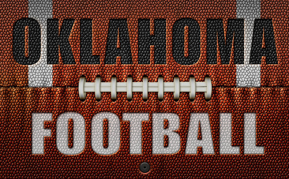 Oklahoma Football Text On A Flattened Football