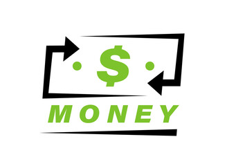 Money logo design. Financial services, cash back concept, money refund, investment, currency exchange. Vector illustration