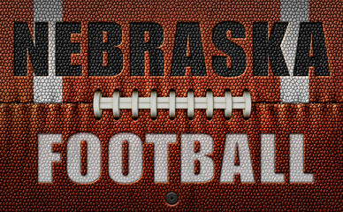 Nebraska Football Text on a Flattened Football - obrazy, fototapety, plakaty