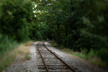 Railway in Saint-Valery-sur-Somme in France. Selective focus