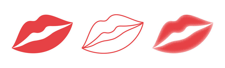 Women's lips vector icon set isolated from background.
