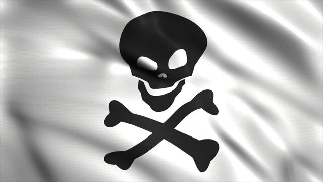 Jolly Roger Waving Flag. Pirate flag 4K