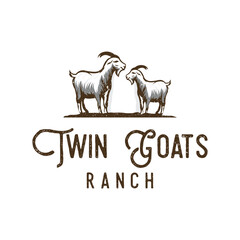 Twin goats logo design template