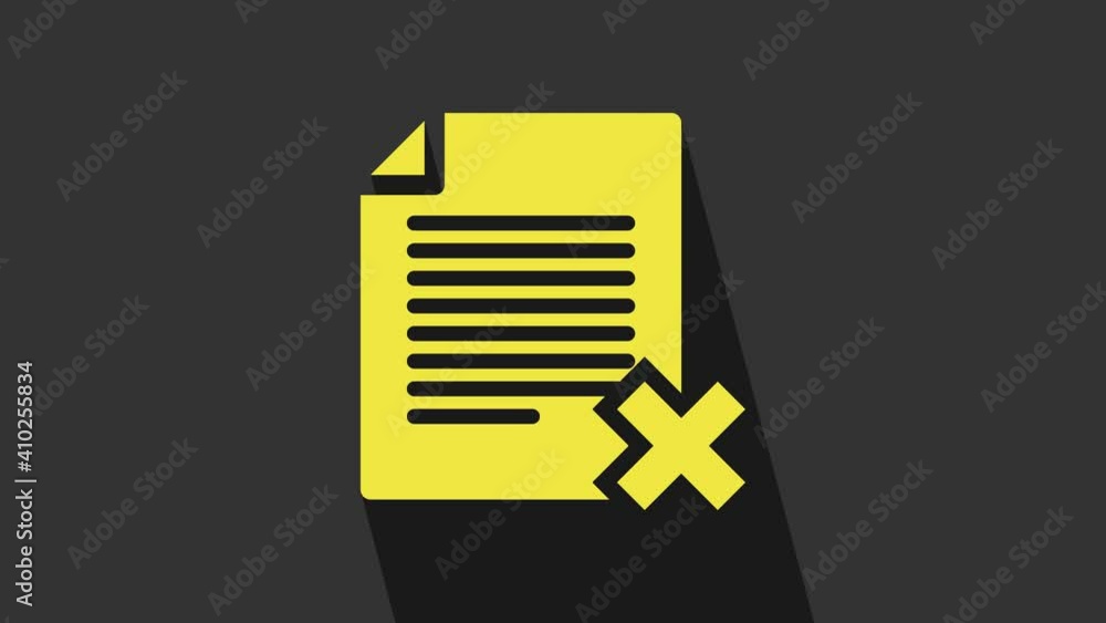 Aufkleber yellow delete file document icon isolated on grey background. rejected document icon. cross on paper