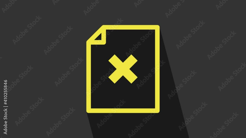 Aufkleber yellow delete file document icon isolated on grey background. rejected document icon. cross on paper