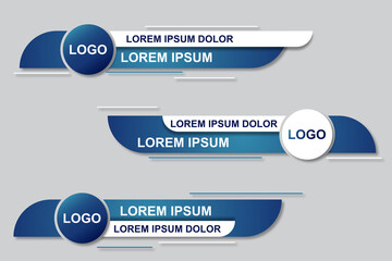 Modern geometric lower third banner template design. Colorful lower thirds set template vector. Vector illustration