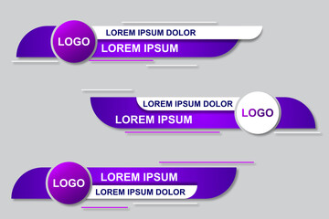 Fototapeta premium Modern geometric lower third banner template design. Colorful lower thirds set template vector. Vector illustration